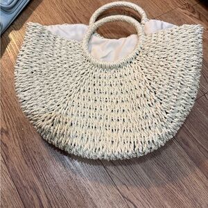 Woven Straw Tote Bag | Natural Boho Summer Beach Bag